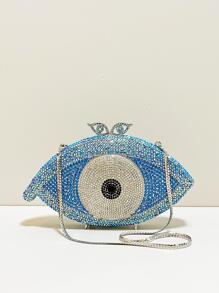 Evil eye Design crystal rhinestone clutch Bags, Silver and blue crystal evil eye clutch For Party&Prom Events - Baby Blue - View 10