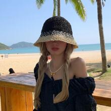 Mũ Bucket rỗng hai tông màu - màu đen - Xem 1