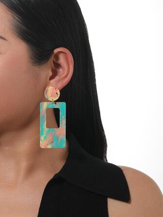 蝴蝶和彩虹亞克力床單圓形和矩形形狀鏤空吊墜耳環