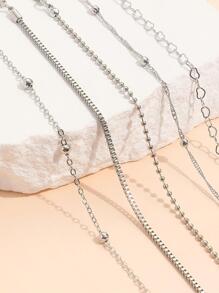 5入組/套Love心主題女士手鐲套裝 - 銀色 - 查看 2