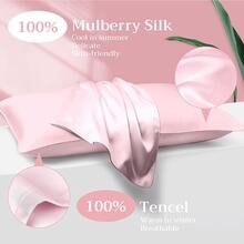 Silk Pillowcase 2 Pack for Hair and Skin, 100% Mulberry Silk, Double-Sided Silk Pillow Cases with Hidden Zipper-Size: 20" x 30"