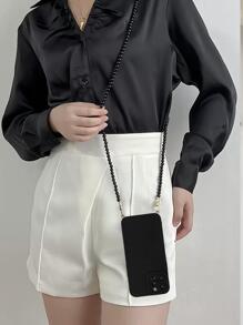 DIY Pearl Chain Strap Crossbody & Shoulder Phone Case Protective Cover Compatible With Iphone 15 Promax, Xiaomi, Samsung, Drop-proof - Black - View 3