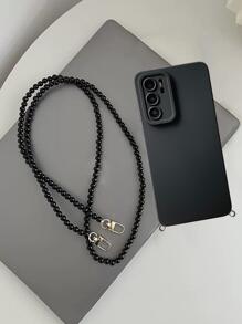 DIY Pearl Chain Strap Crossbody & Shoulder Phone Case Protective Cover Compatible With Iphone 15 Promax, Xiaomi, Samsung, Drop-proof - Black - View 2