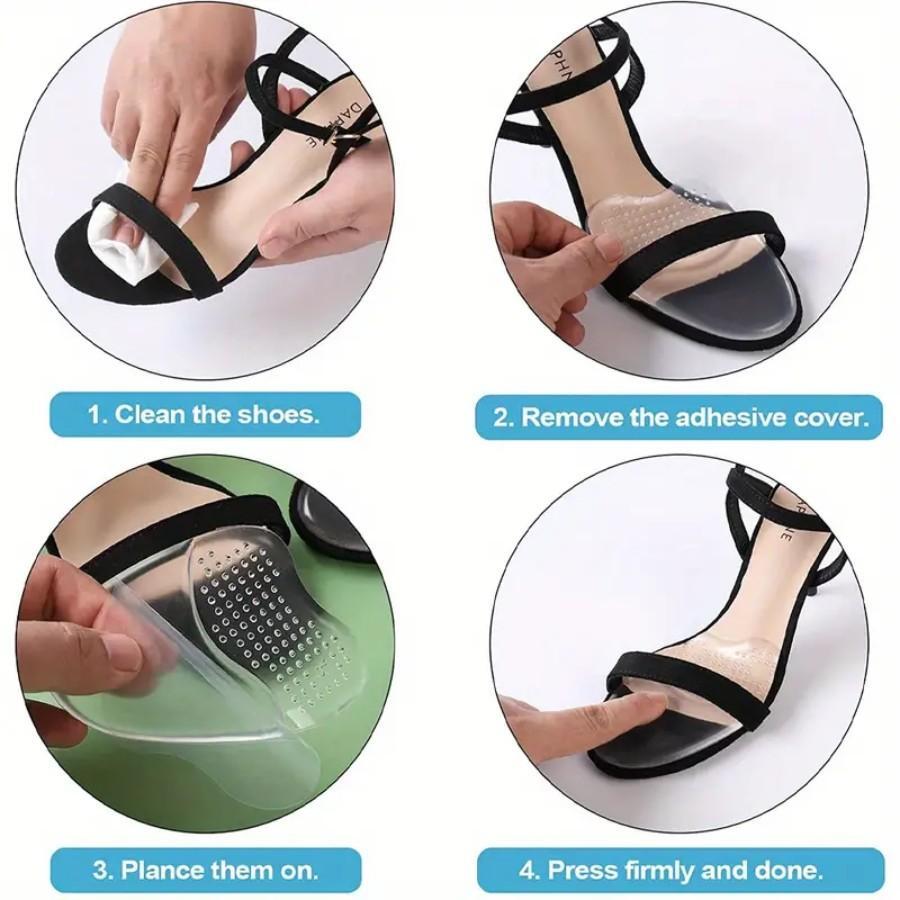 2pcs Silicone Half Insoles For Shoes High Heels Sandals Forefoot