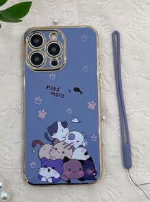 Ốp điện thoại hình hoạt hình kèm dây đeo, tương thích với iPhone 15/15Plus/15Pro/15Promax, phiên bản quốc tế, không phải phiên bản nội địa. - Màu xanh lam - Xem 2