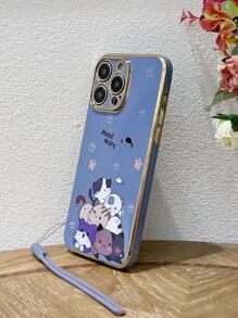 Ốp điện thoại hình hoạt hình kèm dây đeo, tương thích với iPhone 15/15Plus/15Pro/15Promax, phiên bản quốc tế, không phải phiên bản nội địa. - Màu xanh lam - Xem 4