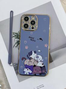 Ốp điện thoại hình hoạt hình kèm dây đeo, tương thích với iPhone 15/15Plus/15Pro/15Promax, phiên bản quốc tế, không phải phiên bản nội địa. - Màu xanh lam - Xem 3
