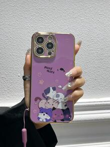 Animal Kitten Cute Cartoon Cat Pattern Phone Case With Lanyard Compatible With IPhone15/15Plus/15Pro/15Promax,International Version, Not The Domestic Version - Purple - View 6