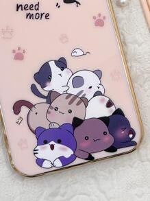 苹果动物小猫可爱粉色卡通猫手机壳，带挂绳，兼容 15/15 Plus/15 Pro/15 Pro Max - 粉色 - 查看 2