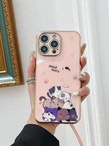 苹果动物小猫可爱粉色卡通猫手机壳，带挂绳，兼容 15/15 Plus/15 Pro/15 Pro Max - 粉色 - 查看 5