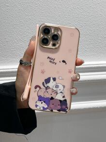 苹果动物小猫可爱粉色卡通猫手机壳，带挂绳，兼容 15/15 Plus/15 Pro/15 Pro Max - 粉色 - 查看 6