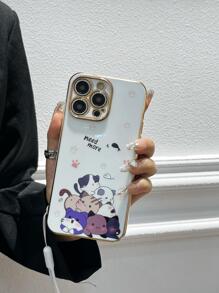 Cartoon Cat Print Phone Case With Lanyard Compatible With IPhone15/15Plus/15Pro/15Promax,International Version, Not The Domestic Version - White - View 7