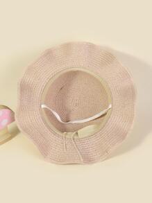 Kids Flower & Bow Decor Bohemian Straw Hat & Straw Bag For Vacation - Pink - View 3