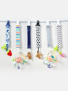 2 件双面花卉奶嘴夹，婴儿牙胶玩具挂带防丢失夹 - 彩色 - 查看 2