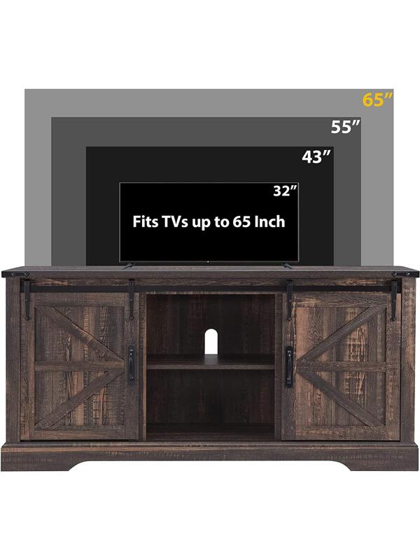 OKD TV Stand for 65+ Inch TV, Modern Farmhouse Entertainment Center
