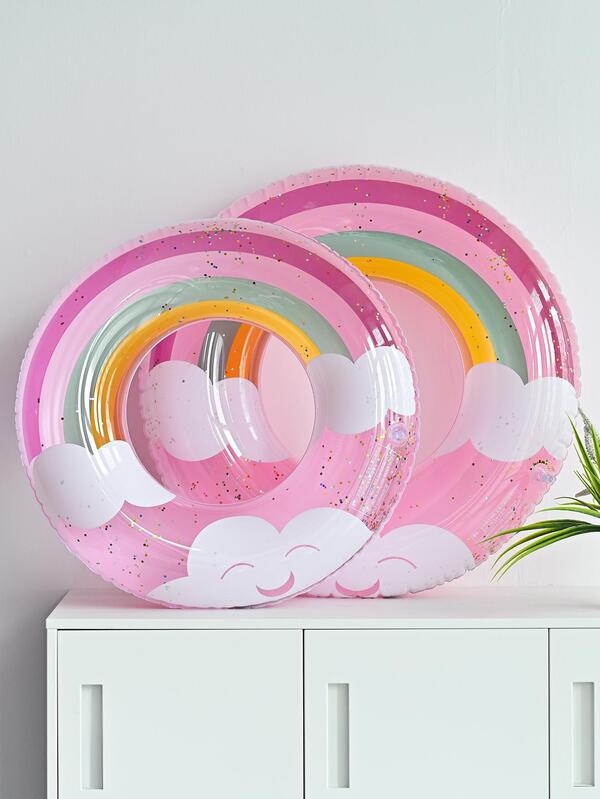 Rainbow & Cloud Pattern Shiny Swimming Ring SHEIN UK