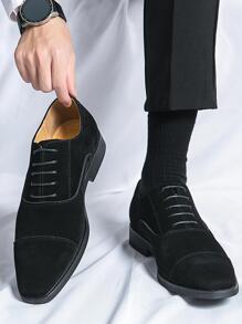 男士繫帶牛津鞋,工作辦公室仿麂皮男士正裝鞋 - 棕色 - 查看 1