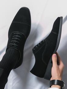 男士繫帶牛津鞋,工作辦公室仿麂皮男士正裝鞋 - 棕色 - 查看 2