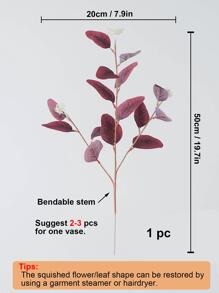 1 件人造桉树茎人造花银元桉树叶植物桉树枝绿植用于花卉婚礼花束花瓶家居办公室装饰插花、情人节、礼物 - 酒紅色 - 查看 2