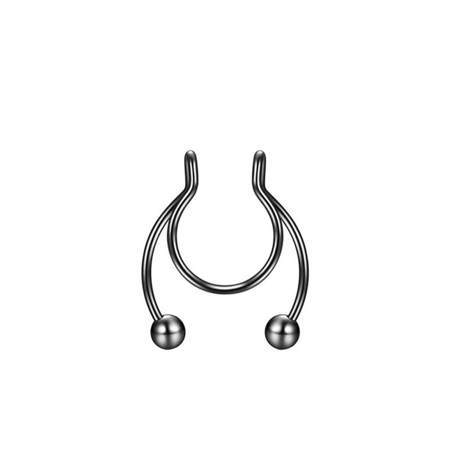 不銹鋼鼻環 - 黑色 - 查看 1