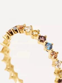 1入組復古S925純銀彩色圓環合適的適用於女性日常穿著 - 金色 - 查看 3