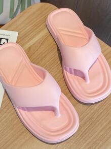 Women Pink Flip Flops, Casual EVA Toe Post Design Slippers For Summer - Pink - View 4