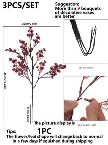 3 件装人造满天星花束婚礼装饰、家居、餐厅、卧室、花瓶装饰、节日生日派对配件、婚礼场景装饰、鲜花、情人节礼物、新年 DIY 材料、情人节、礼物