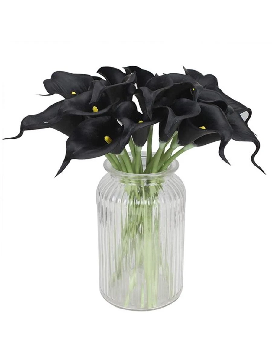 家庭客廳婚禮桌子裝飾道具人造黑色水百合 - 黑色 - 查看 1