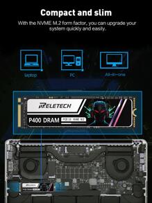 Reletech 1 件 Ssd Pcie Gen3.0x4 M.2 2280 Nvme Dram 快取固態硬碟硬碟適用於筆記型電腦桌上型電腦,256g/512g/2tb - 黑與白 - 查看 6
