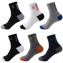 6pairs Men's Casual Letter Pattern Socks Suitable For Daily Life, Fall