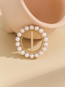 1pc Faux Pearl Decor Scarf Buckle Elegant Casual For Decoration For Women Girls Gifts Accessories Women Fashionable Brooch