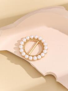 1pc Faux Pearl Decor Scarf Buckle Elegant Casual For Decoration For Women Girls Gifts Accessories Women Fashionable Brooch