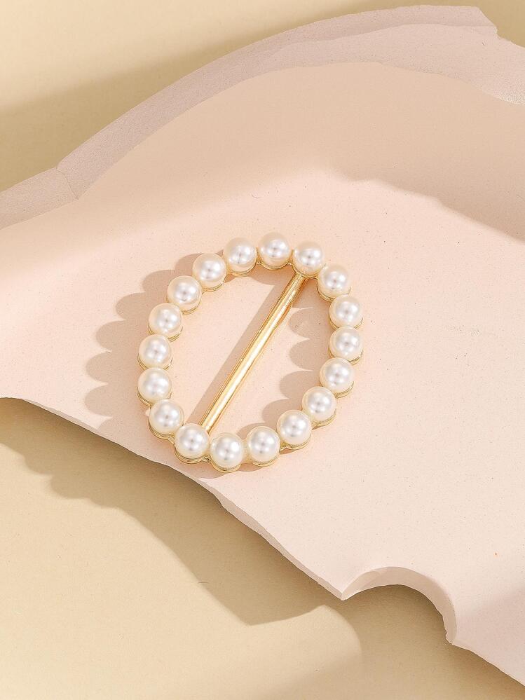 Pierścionek na szalik ze sztucznej perły - Złoto - Zobacz 3