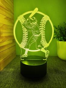 1 pieza de Luz Nocturna con diseño creativo de Béisbol en 3D con Control Táctil USB para aficionados al béisbol, multicolor - Multicolor - Ver 4