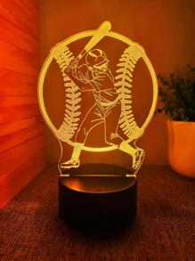 1 pieza de Luz Nocturna con diseño creativo de Béisbol en 3D con Control Táctil USB para aficionados al béisbol, multicolor - Multicolor - Ver 3