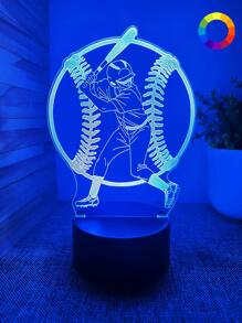 1 pieza de Luz Nocturna con diseño creativo de Béisbol en 3D con Control Táctil USB para aficionados al béisbol, multicolor - Multicolor - Ver 1