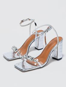 Xăng đan Cao gót Nữ - Bạc - Xem 2