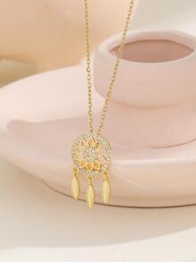 Dreamcatcher Pendant Necklace - Gold - View 4