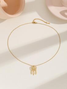 Dreamcatcher Pendant Necklace - Gold - View 2