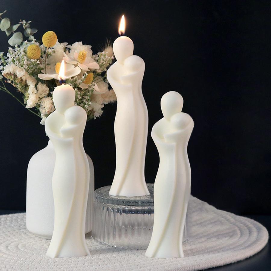 1pc Figure DIY Candle Mold, DIY Craft Scented Candle Silicone Mold, Soap Gypsum Ornament Making Mold - Beige - View 1