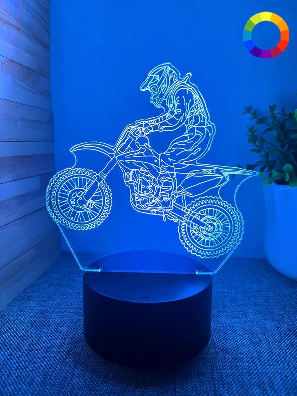 1pc Plastic Desk Lamp, Creative Figure & Motorcycle Design Decoration Light For Gift