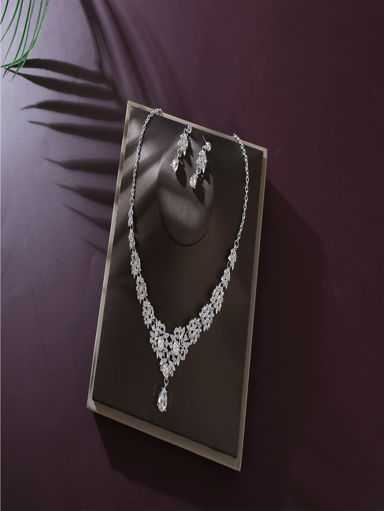 2pcs/set Necklace And Earrings Bridal Wedding Dress Accessories Set