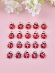 20 pièces/set Couleur Mélangée 3D Coccinelle Métallique Pendentif À Bijoux DIY - Multicolore - Voir 2