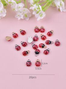 20 pièces/set Couleur Mélangée 3D Coccinelle Métallique Pendentif À Bijoux DIY - Multicolore - Voir 3