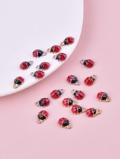 20pcs/set Mixed-color 3d Ladybug Metal Diy Jewelry Pendant