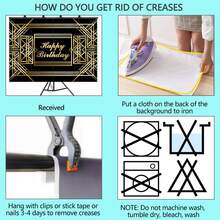 7X5英尺生日派對裝飾生日快樂背景 - 黑色 - 查看 9