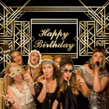 7X5英尺生日派對裝飾生日快樂背景 - 黑色 - 查看 4