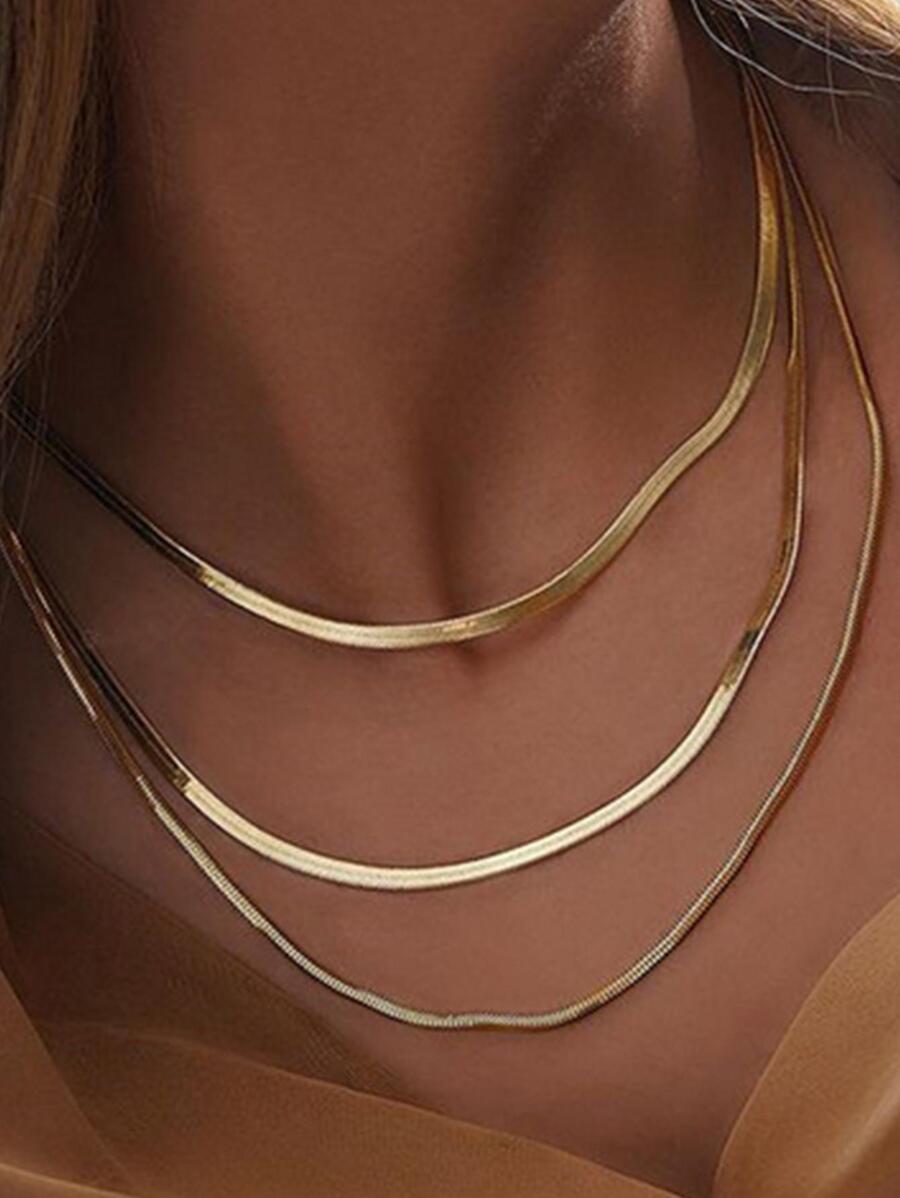 金色顏色中性蛇鏈條女性項鍊頸鏈不銹鋼項鏈適合女士首飾類