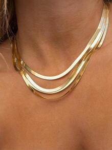 金色顏色中性蛇鏈條女性項鍊頸鏈不銹鋼項鏈適合女士首飾類