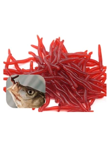 50pcs Fishing Soft Bait, Red Worm Lures With Fishy Smell, Suitable For Sea Fishing And Freshwater Fishing, Outdoor Sports Fishing Equipment